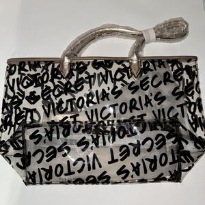 Victoria's Secret Clear Tote Bag with Black Lettering